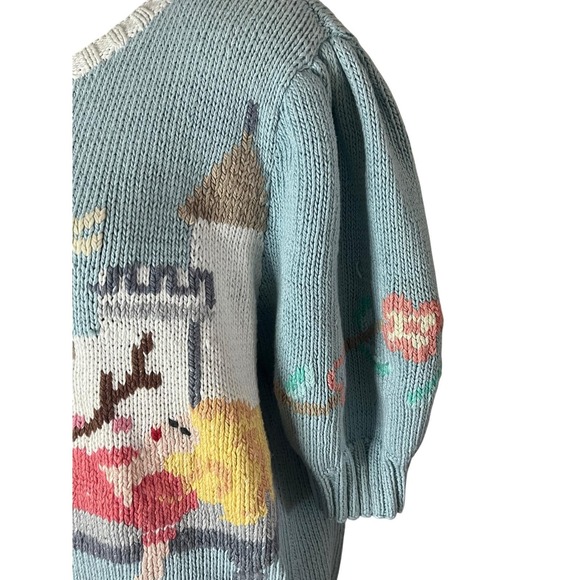 Vintage Storybook Berek? Chunky Pastel Princess Castle Sweater puff sleeve *Read - Picture 2 of 9